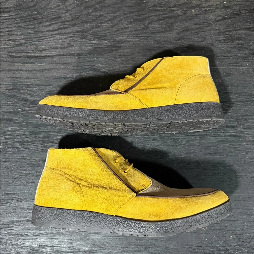 Hush Puppies Suede Shoes Yellow Black Mens Size 12 NWOB - Picture 7 of 10